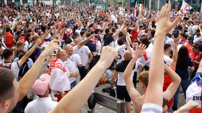 UEFA EURO 2020 final | British football fans gather outside Wembley Stadium ahead of sporting fiesta