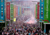 UEFA EURO 2020 final | British football fans gather outside Wembley Stadium ahead of sporting fiesta