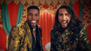 American singer Jason Derulo (left) and Canadian-Indian singer-producer Tesher in the ‘Jalebi Baby’ remix released in July 2021. (Image: screen grab)