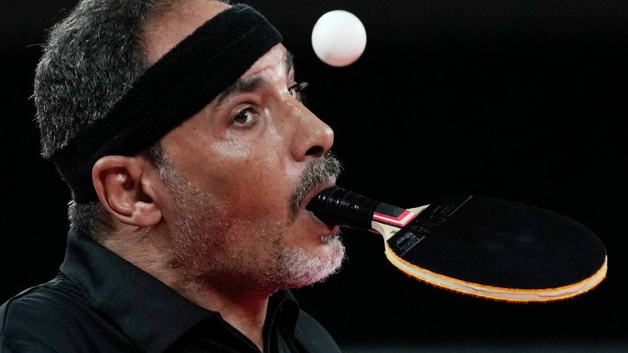 Ibrahim Hamadtou of Egypt plays against Park Hong-kyu of South Korea in Class 6, Group E of men's table tennis at the Tokyo 2020 Paralympic Games, August 25, in Tokyo, Japan. Each athlete has unique differences that have to be classified according to individual impairments. (Image: AP)