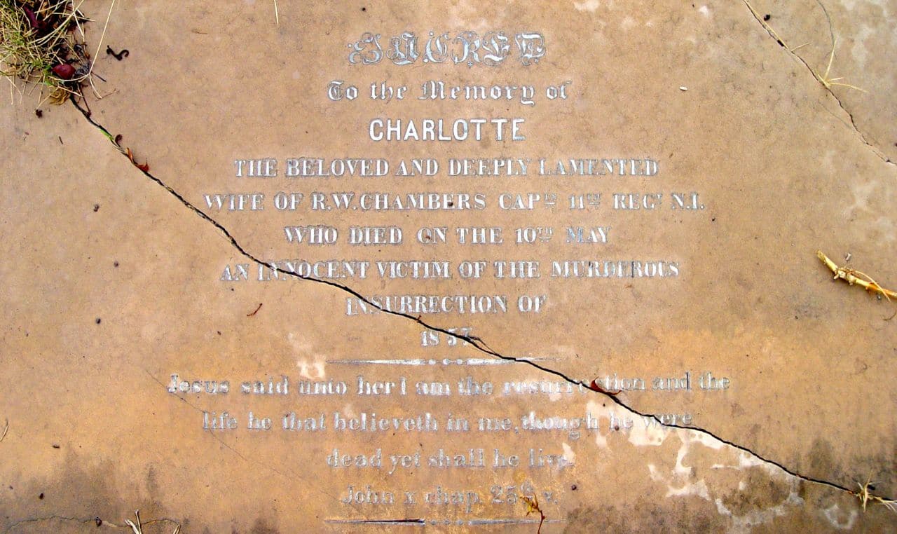 A tombstone in the Meerut cemetery.