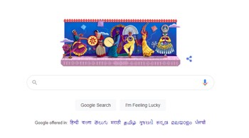 The six artistes, donning colourful traditional costumes, stand in a row, on a platform adorned with old heritage designs, to add to the festive atmosphere. 