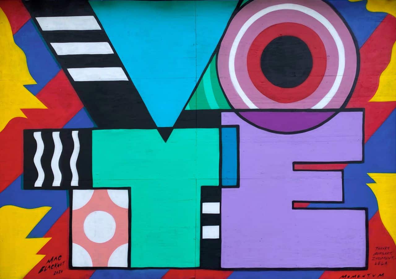 Chicago artist Mac Blackouts mural encouraging Americans to vote in the 2020 US Presidential election. (Image via UnSplash)
