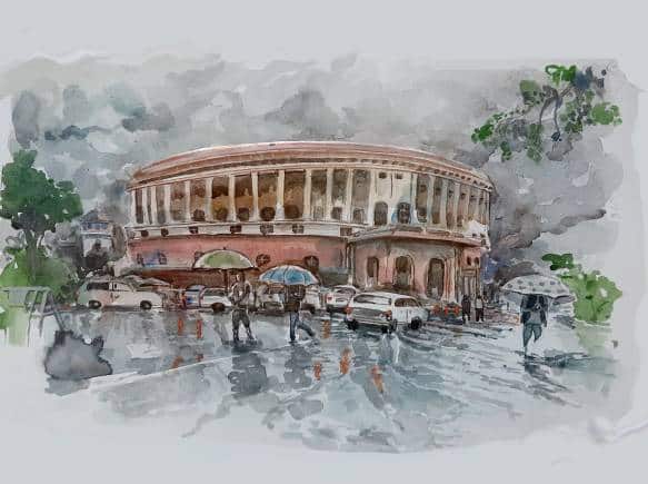 Indian Parliament Delhi Illustration Vector Stock Vector (Royalty Free)  2110288187 | Shutterstock