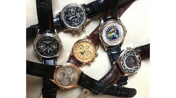 A selection of modern Patek Philippes: uncommon, and with custom dials.