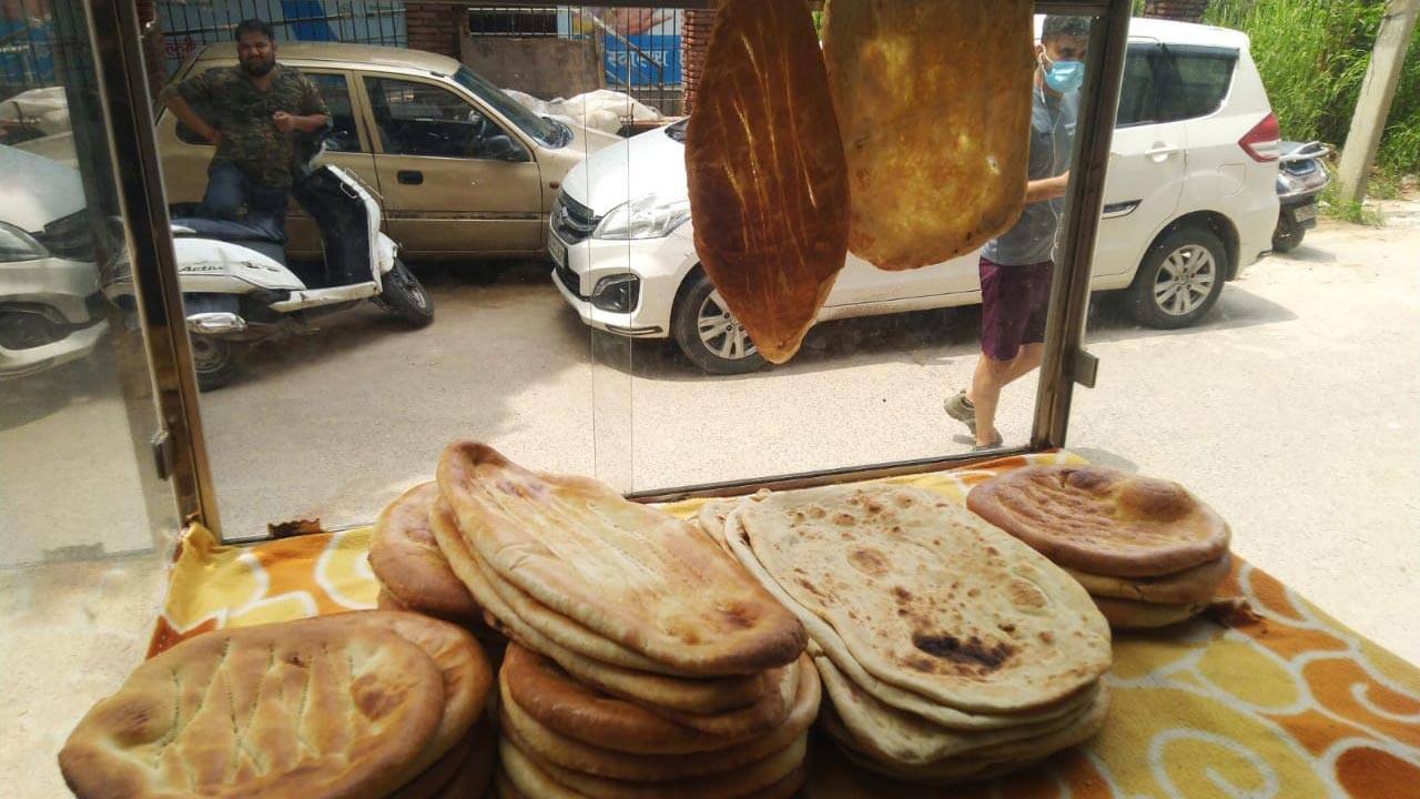 Freshly prepared Afghan breads inside a bakery in the Afghan Colony in Lajpat Nagar