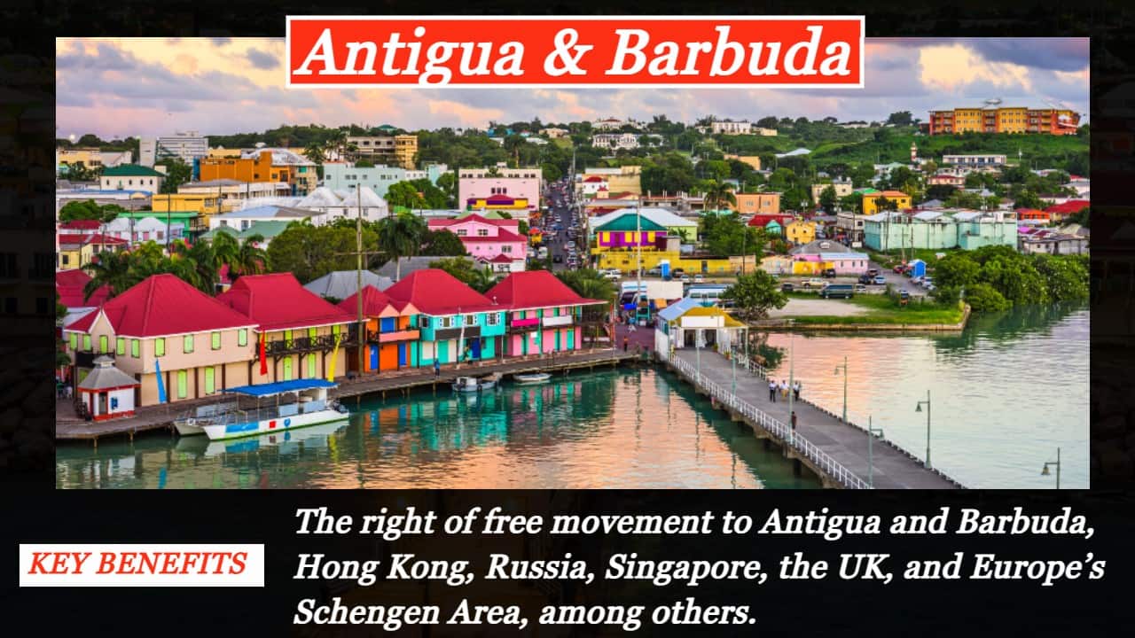 Antigua & Barbuda: Investment options: (a) Contribute USD 100,000 to the Antigua National Development Fund. (b) Invest USD 1.5m in establishing a business (USD 5 million for two or more investors), or (c) Invest USD 400,000 in a government approved real estate project (can be reduced to USD 200,000 for connected investors). | Processing time: Three–four months