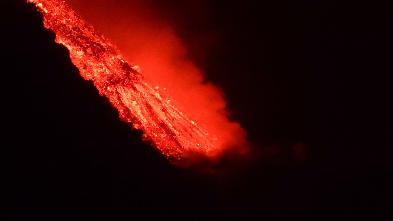 Lava flows into the sea, as seen from Tijarafe, following the eruption of a volcano on the Canary Island of La Palma, Spain. (Image: Reuters) Lava flows into the sea, as seen from Tijarafe, following the eruption of a volcano on the Canary Island of La Palma, Spain. (Image: Reuters)