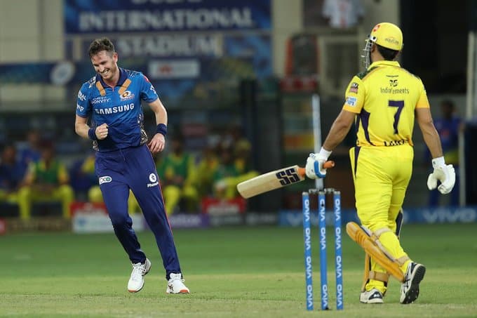 MS Dhoni just managed to make 3 runs before getting out to Adam Milne. (Image: IPL)