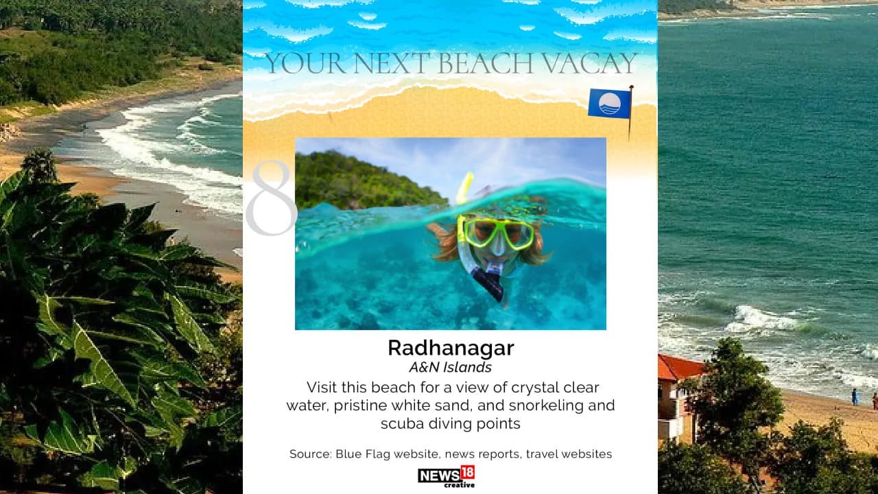Radhanagar | Visit this beach for a view of crystal clear water, pristine white sand, and snorkeling and scuba diving points. (Image: News18 Creative)