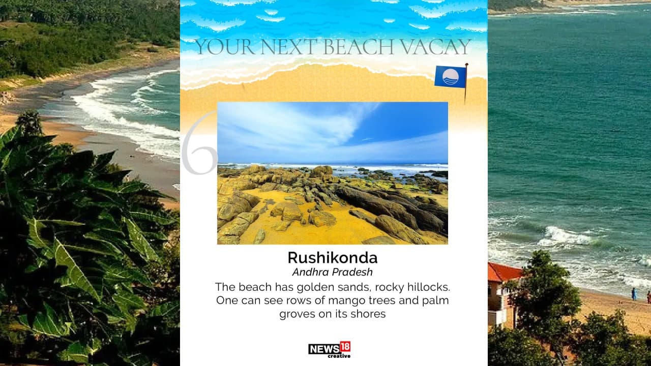 Rushikonda | The beach has golden sands, rocky hillocks. One can see rows of mango trees and palm groves on its shores. (Image: News18 Creative)