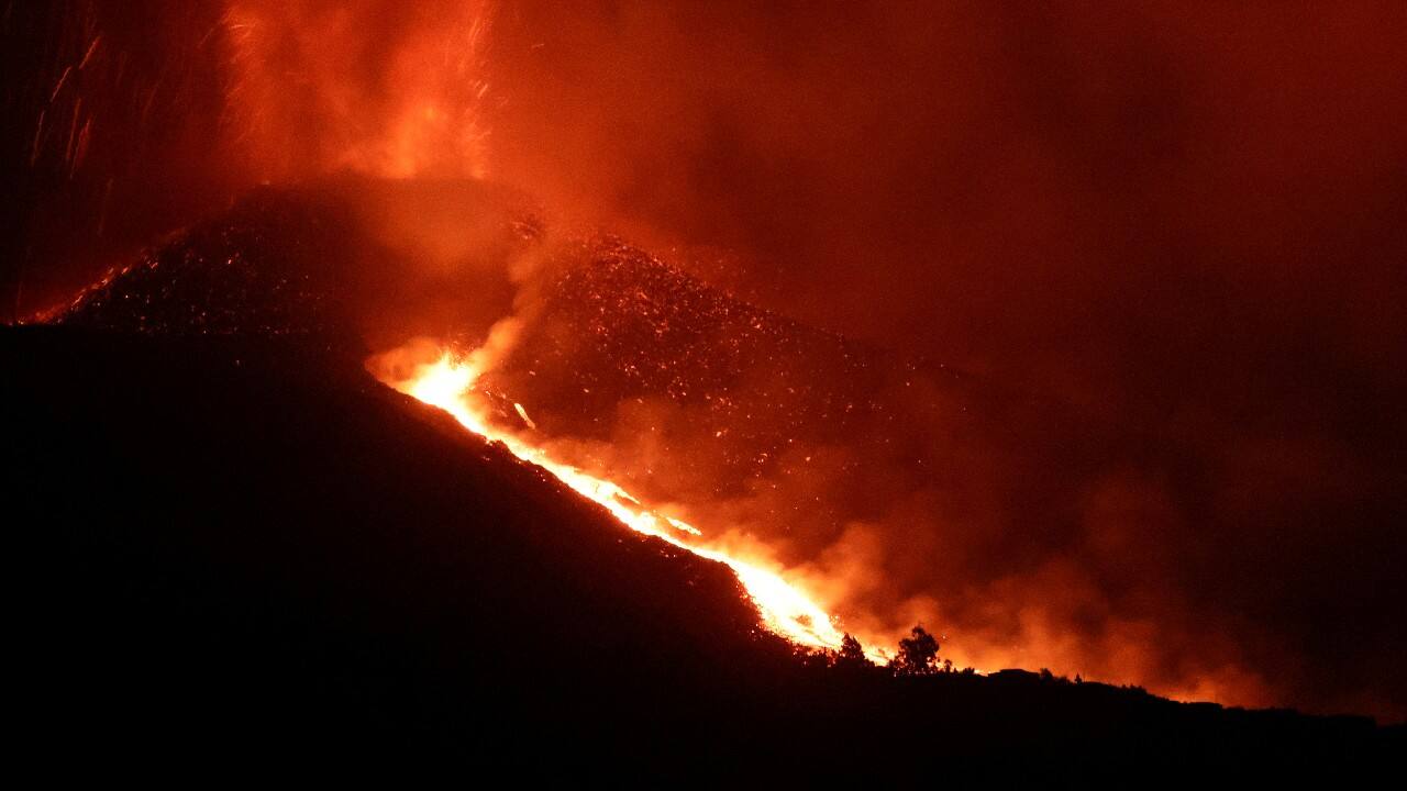 Fire and smoke rise following the eruption of a volcano in Tajuya, on the Canary Island of La Palma, Spain. (Image: Reuters) Fire and smoke rise following the eruption of a volcano in Tajuya, on the Canary Island of La Palma, Spain. (Image: Reuters)