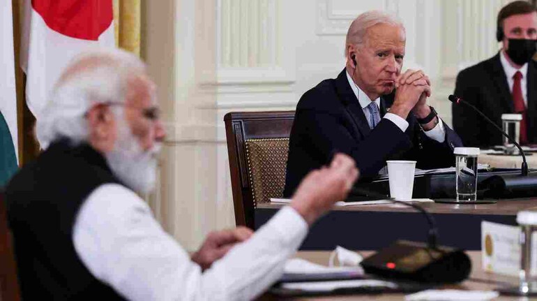 Joe Biden listens as India's Prime Minister Narendra Modi speaks during a 'Quad nations' meeting at the Leaders' Summit of the Quadrilateral Framework held in the East Room at the White House in Washington, in September 2021 (File Image: Reuters) Joe Biden listens as India's Prime Minister Narendra Modi speaks during a 'Quad nations' meeting at the Leaders' Summit of the Quadrilateral Framework held in the East Room at the White House in Washington, in September 2021 (File Image: Reuters)