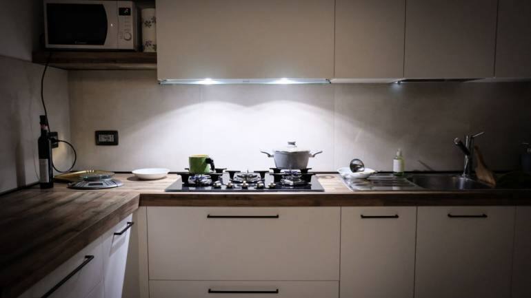 Under-cabinet LED profile lights can brighten up kitchen nooks.
