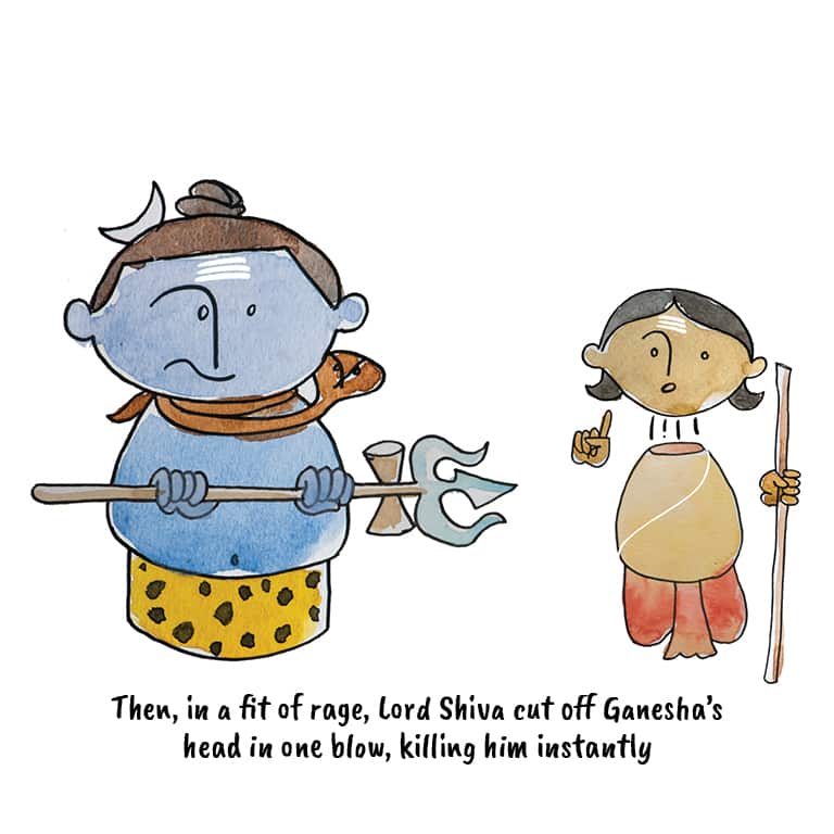 Then, in a fit of rage, Lord Shiva cut off Ganesha's head in one blow, killing him instantly (Image: News18 Creative)