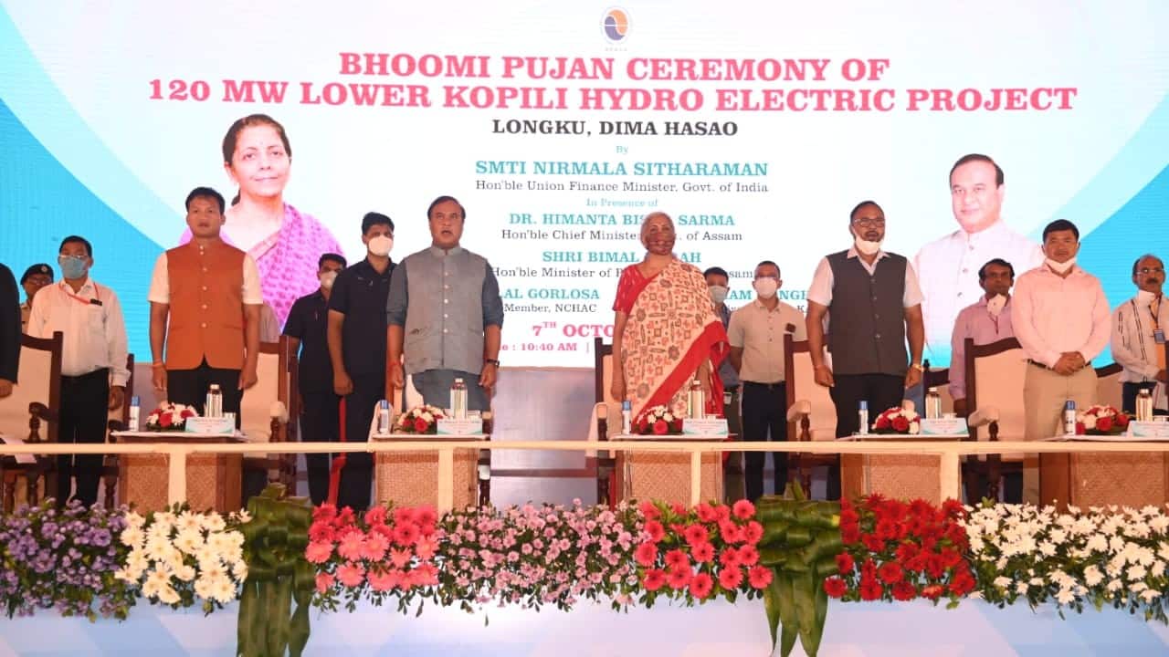 FM Nirmala Sitharaman performs bhumi pujan of Kopili hydel power plant