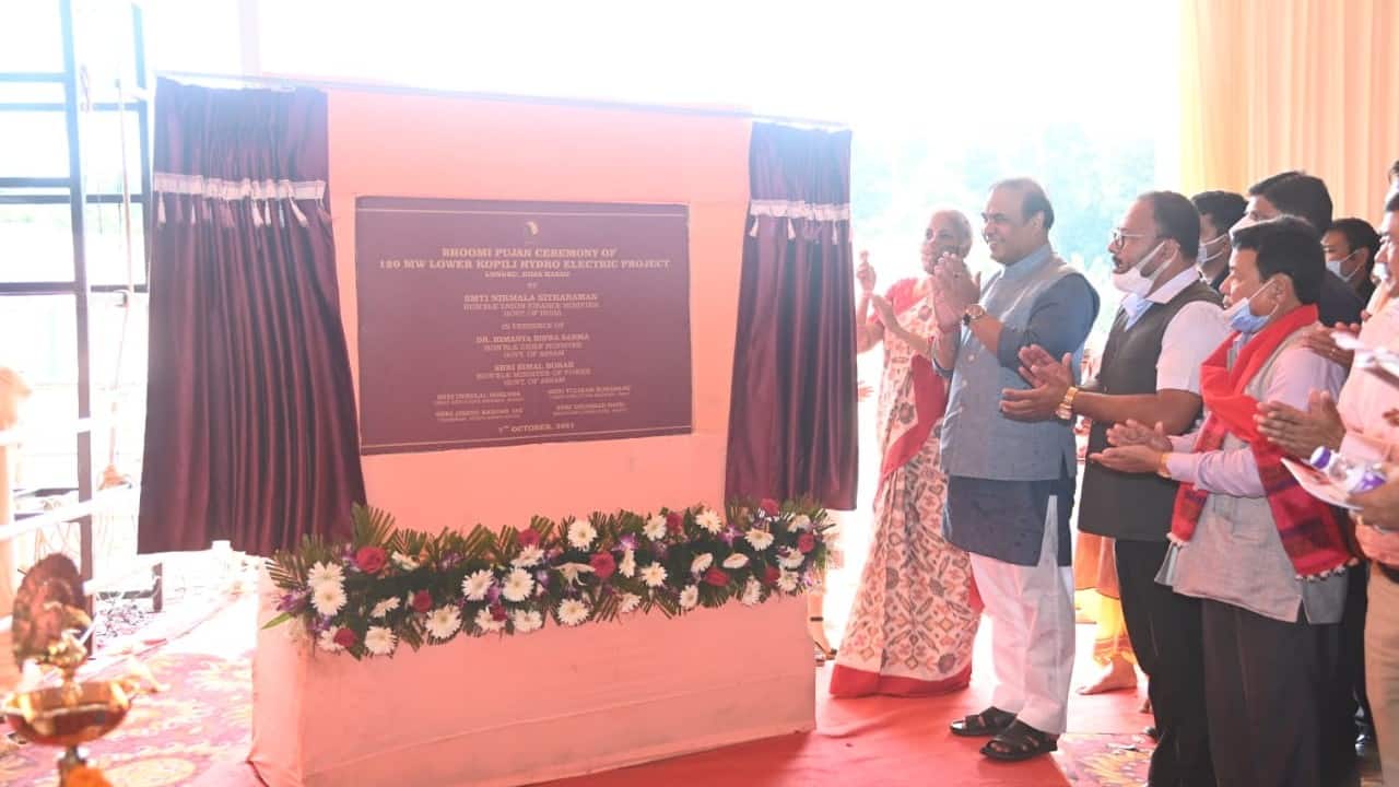 FM Nirmala Sitharaman performs bhumi pujan of Kopili hydel power plant