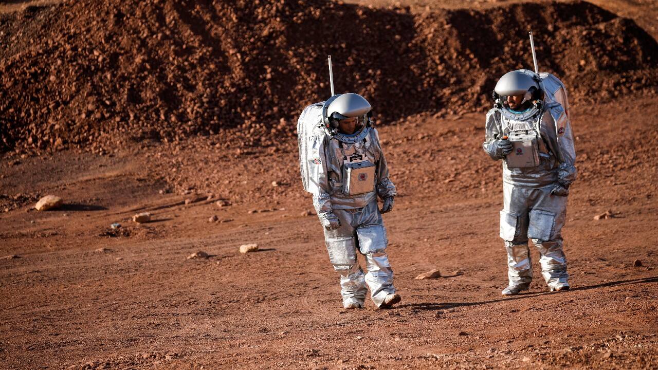 Altogether they will carry out more than 20 experiments in fields including geology, biology and medicine and hope to publish some of the results when finished. &quot;We are six people working in a tight space under a lot of pressure to do a lot of tests. There are bound to be challenges,&quot; said Alon Tenzer, 36, wearing the space suit that carries some 50 kg (110 lb) of equipment. &quot;But I trust my crew that we are able to overcome those challenges.&quot; (Image: Reuters)