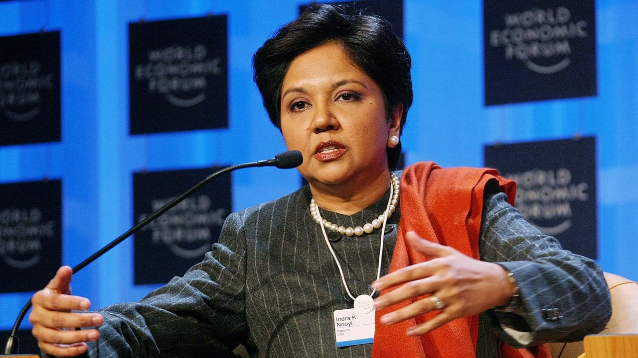 Indra Nooyi at World Economic Forum Annual Meeting Davos 2008 via wikimedia commons 2 point 0