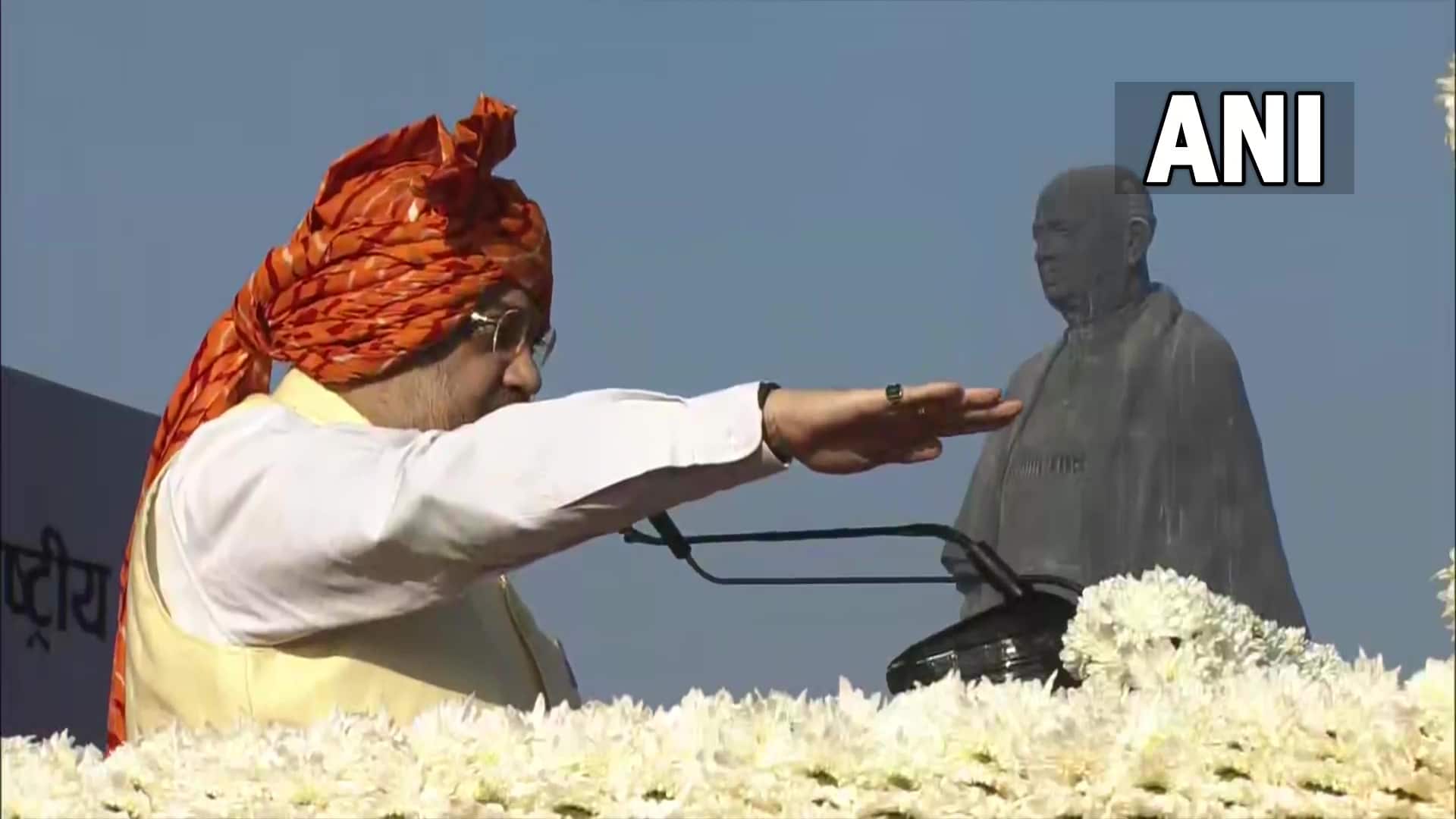 Union Home Minister Amit Shah led the pledge as Chief Guest during the National Unity Day or Rashtriya Ekta Diwas function today on October 31, the birth anniversary of India's 'Iron Man' Sardar Vallabhbhai Patel. (Image Source: ANI)