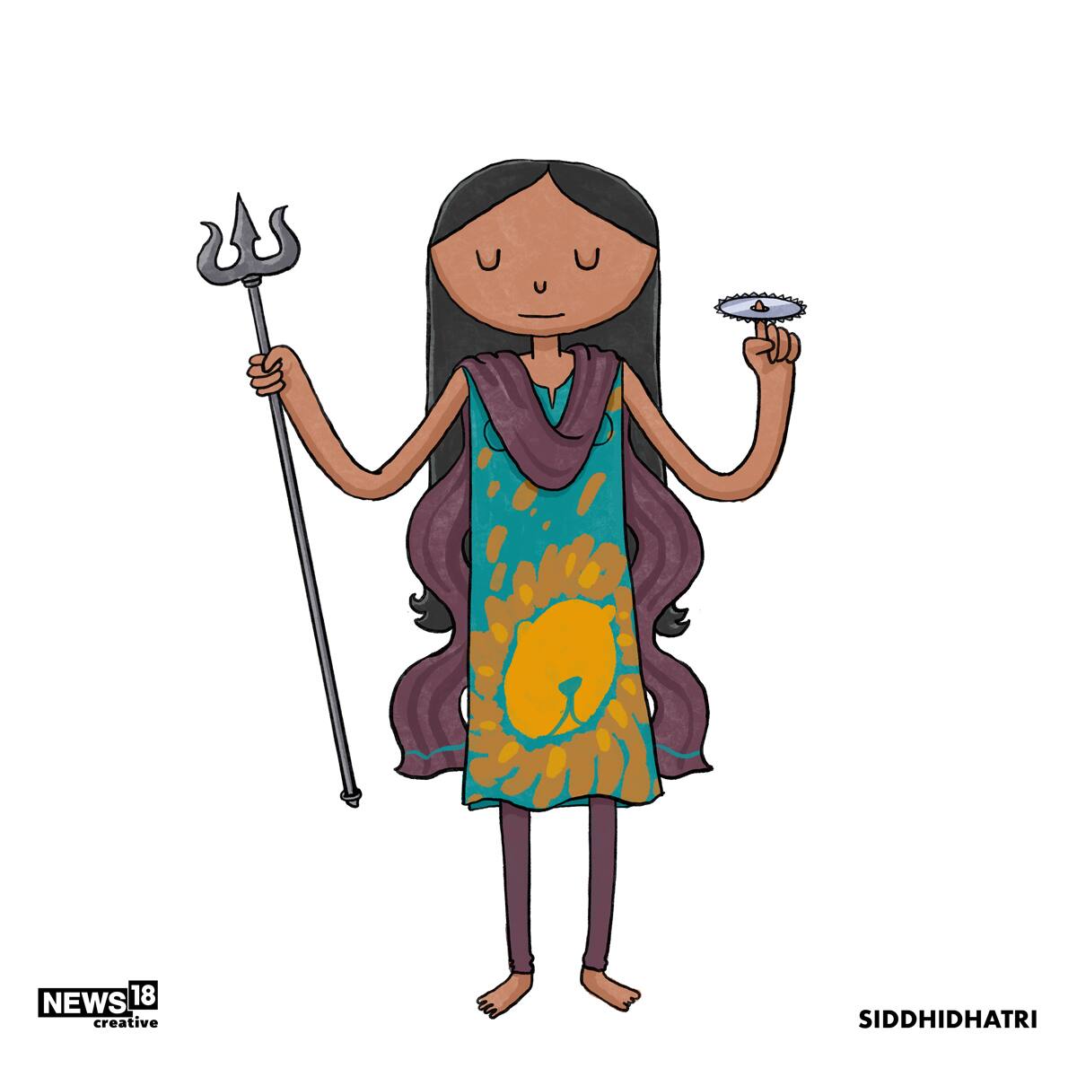 Siddhidhatri | Siddhidhatri is the ninth form of the Goddess Durga or Parvati. The meaning of her name is as follows: Siddhi means supernatural power or meditative ability, and Dhatri means giver or awarder. She is worshipped on the ninth day of Navaratri. (Image: News18 Creative)