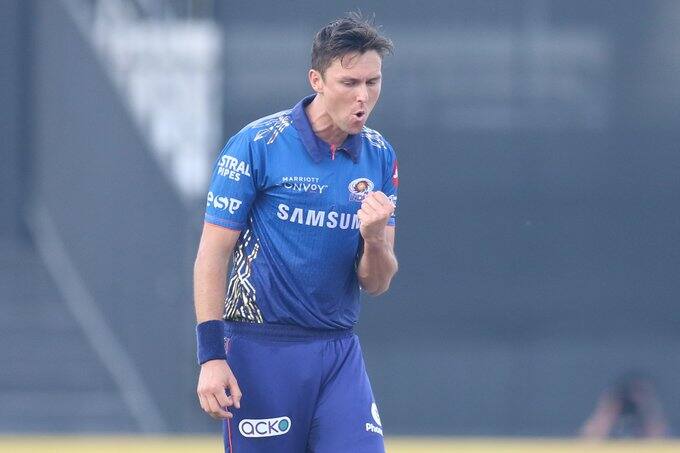 Trent Boult took the wicket of Axar Patel for 9 runs. (Image: IPL/BCCI) Trent Boult took the wicket of Axar Patel for 9 runs. (Image: IPL/BCCI)