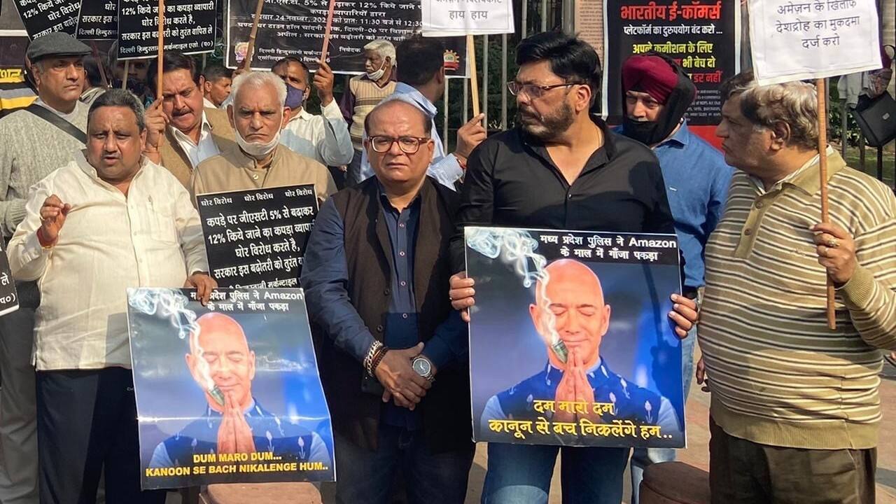Traders body holds protests against Amazon for 'selling drugs, bomb-making chemicals'