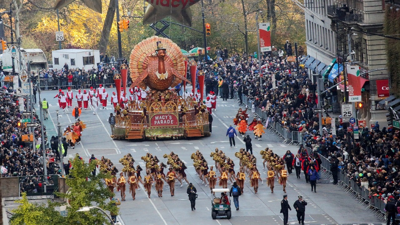 On the ground, between marching bands and dancers, 28 floats drove the 2.5-mile (4-km) route from Central Park West to the Macy's store on 34th Street, featuring fan favorites such as the Sesame Street Muppets, Miss America, and the rock bank Foreigner. (Image: Reuters)