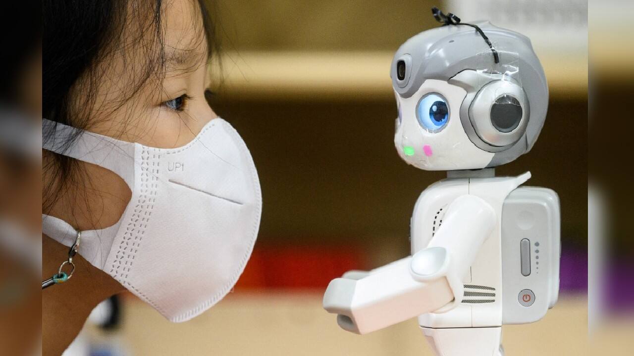 The robots are being trialled in 300 Seoul nurseries and childcare centres, with the government recommending the programme for children aged three to five. (Image: AFP) The robots are being trialled in 300 Seoul nurseries and childcare centres, with the government recommending the programme for children aged three to five. (Image: AFP)