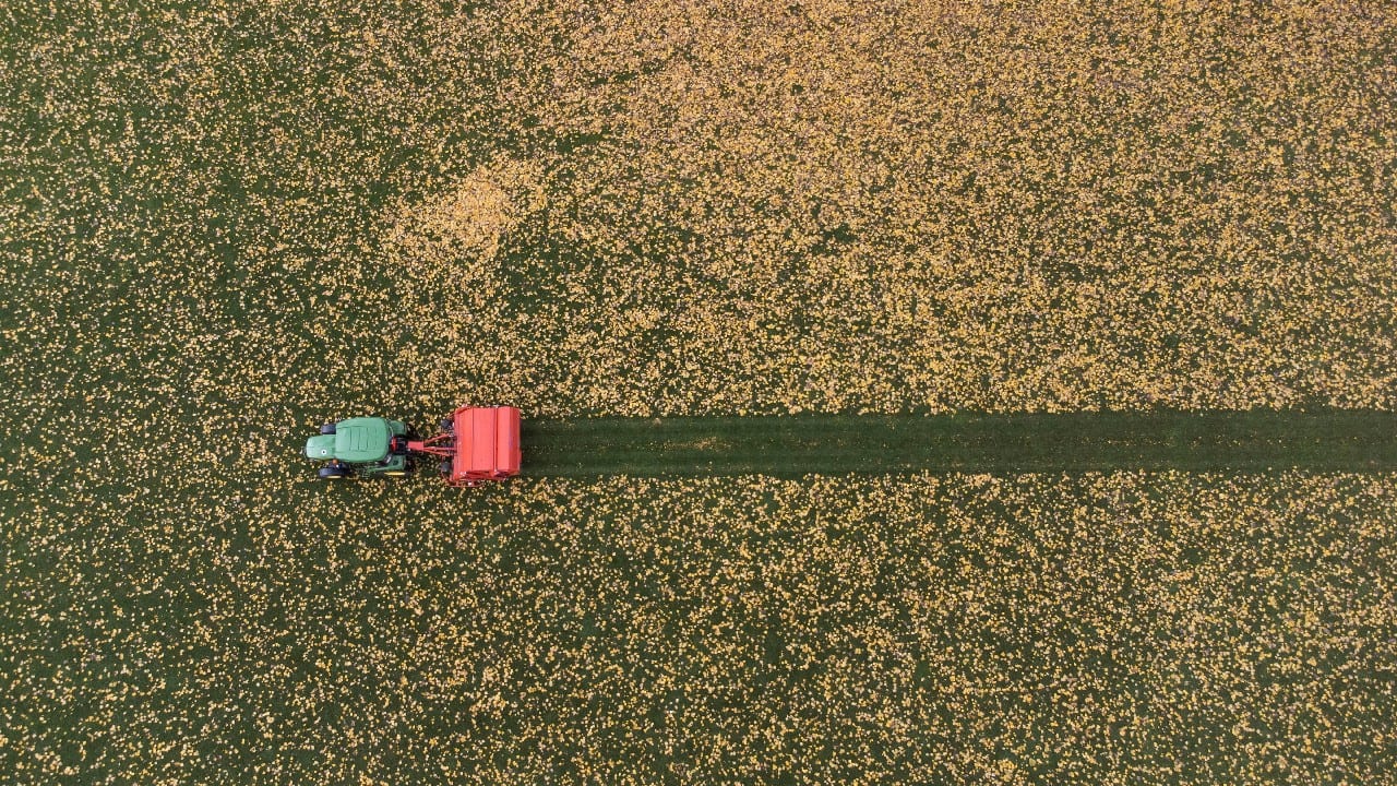 A tractor pulls a sweeping machine to remove foliage from a lawn in a public park in Zurich, Switzerland November 3. (Image: Reuters)