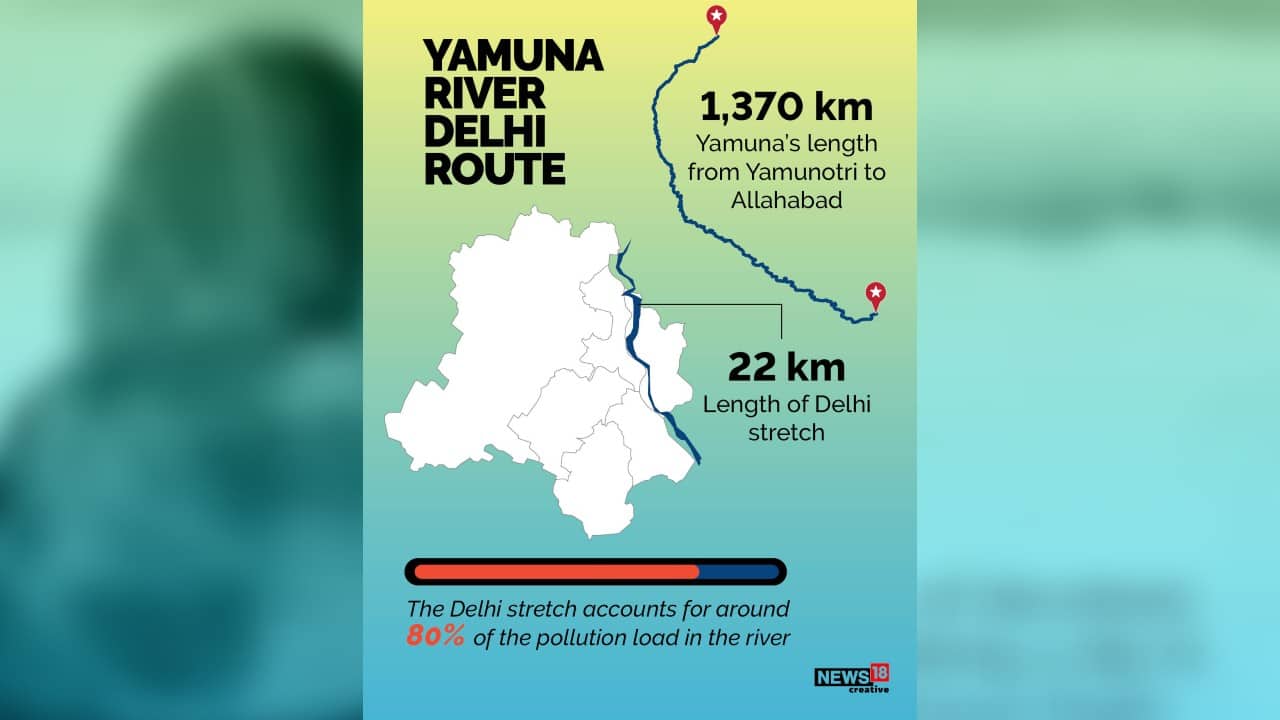 The Delhi stretch accounts for around 80 percent of the pollution load in the river. (Image: News18 Creative)