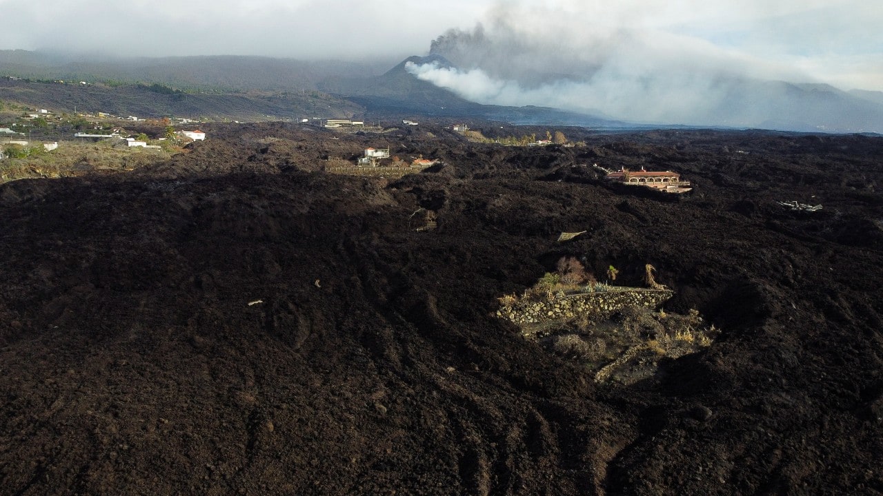 An aerial view of the lava of the Cumbre Vieja volcano in the neighbourhood of La Laguna, on the Canary Island of La Palma, Spain. (Image: Reuters) An aerial view of the lava of the Cumbre Vieja volcano in the neighbourhood of La Laguna, on the Canary Island of La Palma, Spain. (Image: Reuters)