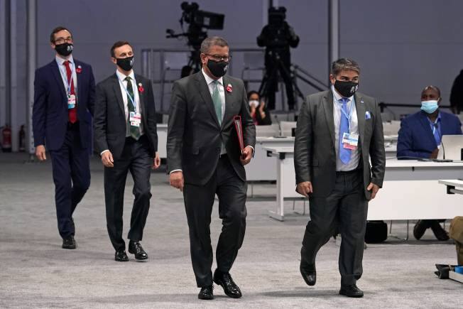 Alok Sharma President of the COP26 summit, arrives for the Procedural Opening of the COP26 U.N. Climate Summit in Glasgow, Scotland, Sunday, Oct. 31, 2021. The U.N. climate summit in Glasgow formally opens Sunday, a day before leaders from around the world gather in Scotland's biggest city to lay out their vision for addressing the common challenge of global warming. (AP Photo/Alberto Pezzali, Pool)