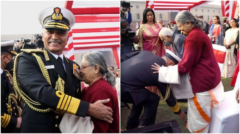 Watch: New Navy Chief Takes Mother's Blessings On Taking Charge