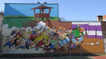 A mural in Brussels. Charges of racism and insensitivity have been levelled at both 'Tintin' and 'Asterix'. (Photo by Christian Koehn via Wikimedia Commons 3.0)