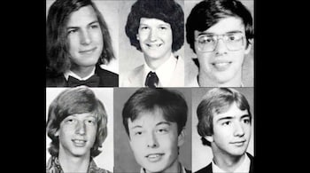 A US journalist tweeted yearbook photos of six billionaires. (Image credit: Photo tweeted by @JonErlichman)