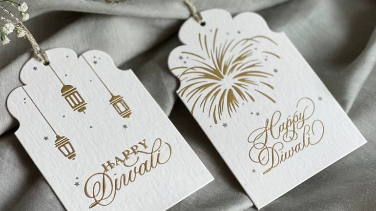 Diwali tags from The Bombay Lettering Company.