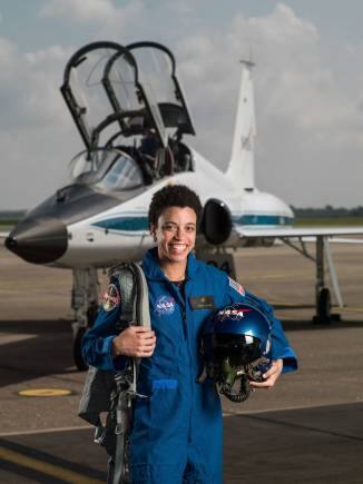 2017 NASA Astronaut Candidate Jessica Watkins at the Ellington Field Hangar 276, Tarmac. (Photo by Robert Markowitz/NASA via Wikimedia Commons)