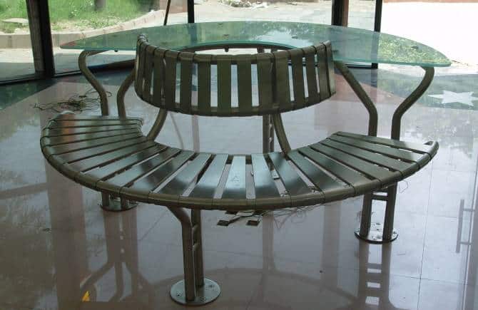 A JSLL Infra Stainless bench at the tourist information centre in Delhi.