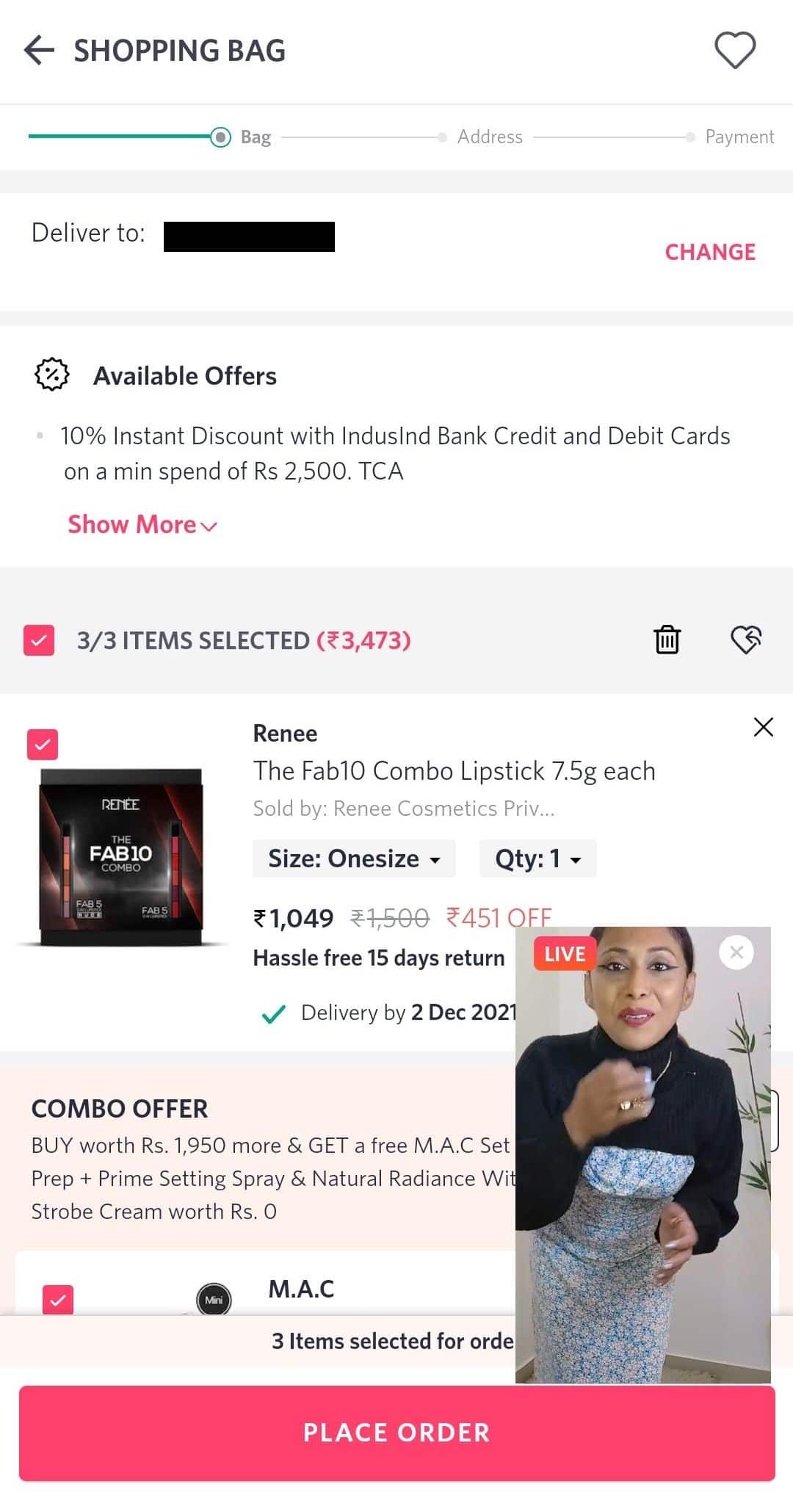 Myntra Social Commerce Cart