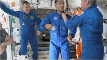 The SpaceX capsule carrying Raja Chari and three other astronauts docked with the International Space Station on Thursday.