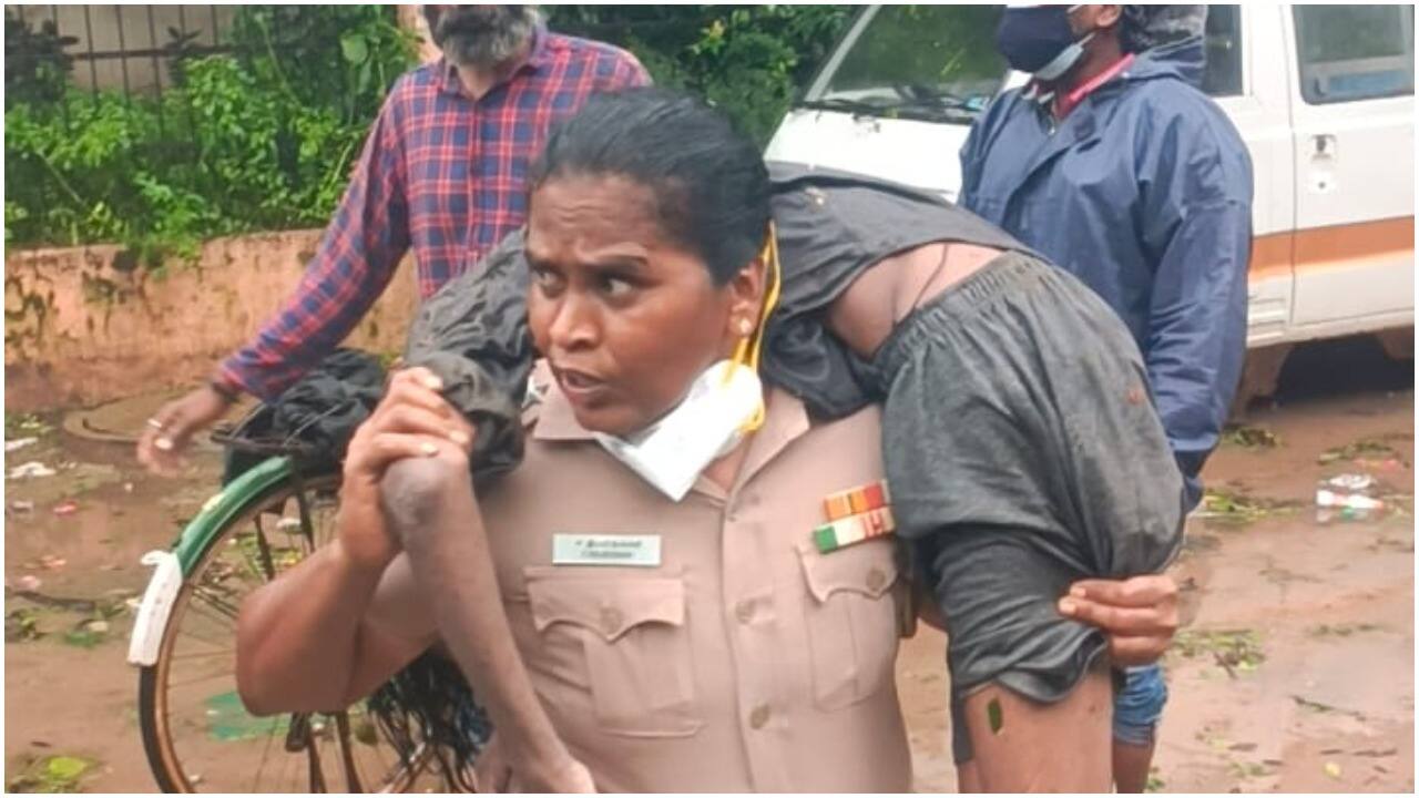 Watch: Chennai policewoman carries unconscious man on shoulders, wins praise