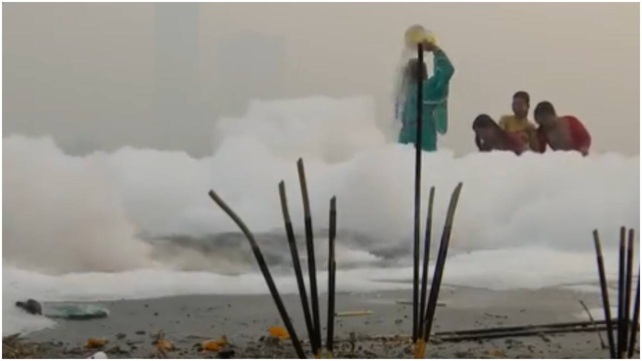Video: Not beach waves or bubble bath. People take dip in Yamuna's toxic foam in Delhi