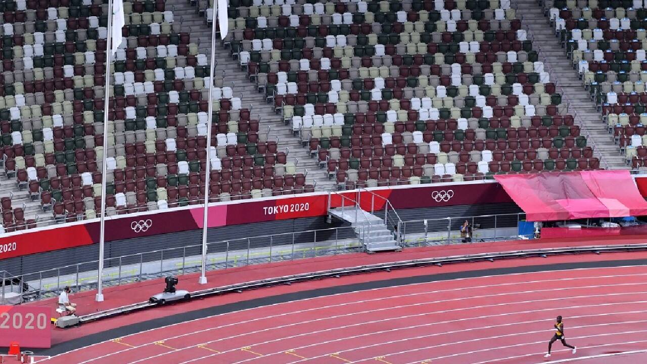 An overview shows Uganda's Stephen Kissa competing in the men's 10000m final during the Tokyo 2020 Olympic Games at the Olympic Stadium in Tokyo on July 30. (Image: AFP)