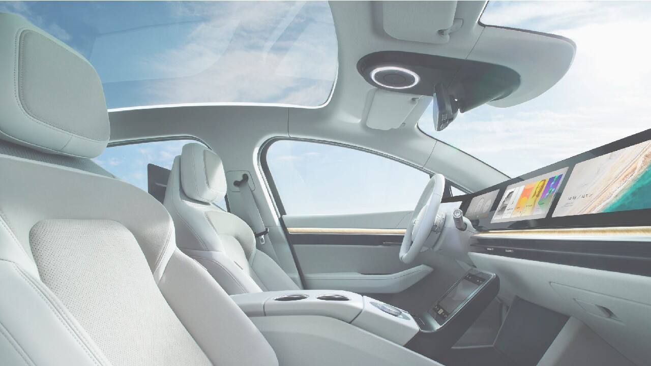 While it’s unclear whether the car will be equipped with a PlayStation sort of console, one of the screens also contains a tab for games (never a good idea, when it comes to cars), rear seat touchscreens and a wide array of camera sensors which could, in the future, aid self-driving abilities. In order to show that it’s serious about car making, Sony chose to display these features not on a static concept model, but a fully-functional prototype.