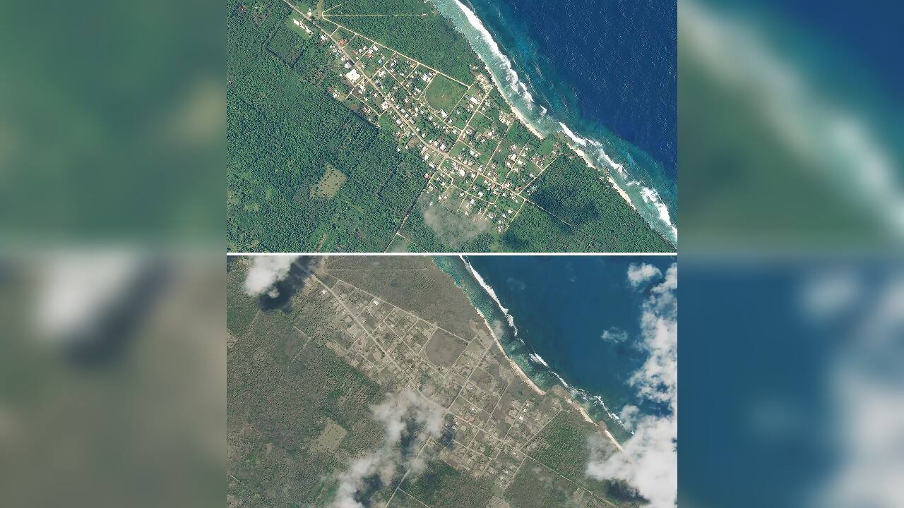 Tonga volcano eruption | Before and after satellite images of Tsunami ...