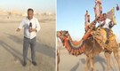 Pakistani journalist Chand Nawab rides a camel to report on dust storm in Karachi