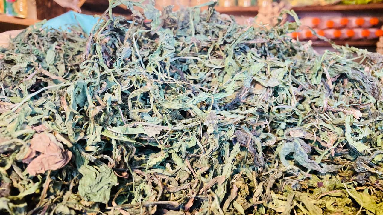 Handh or (Dandelion greens) is a wild leafy green that is dried in the sun, so it can be cooked in the winters as well. These greens are cooked with chicken. Traditionally, they are made in the house of a new mother as they are believed to generate heat in the body and benefit both the mother and the newborn. (Photo by Irfan Amin Malik)
