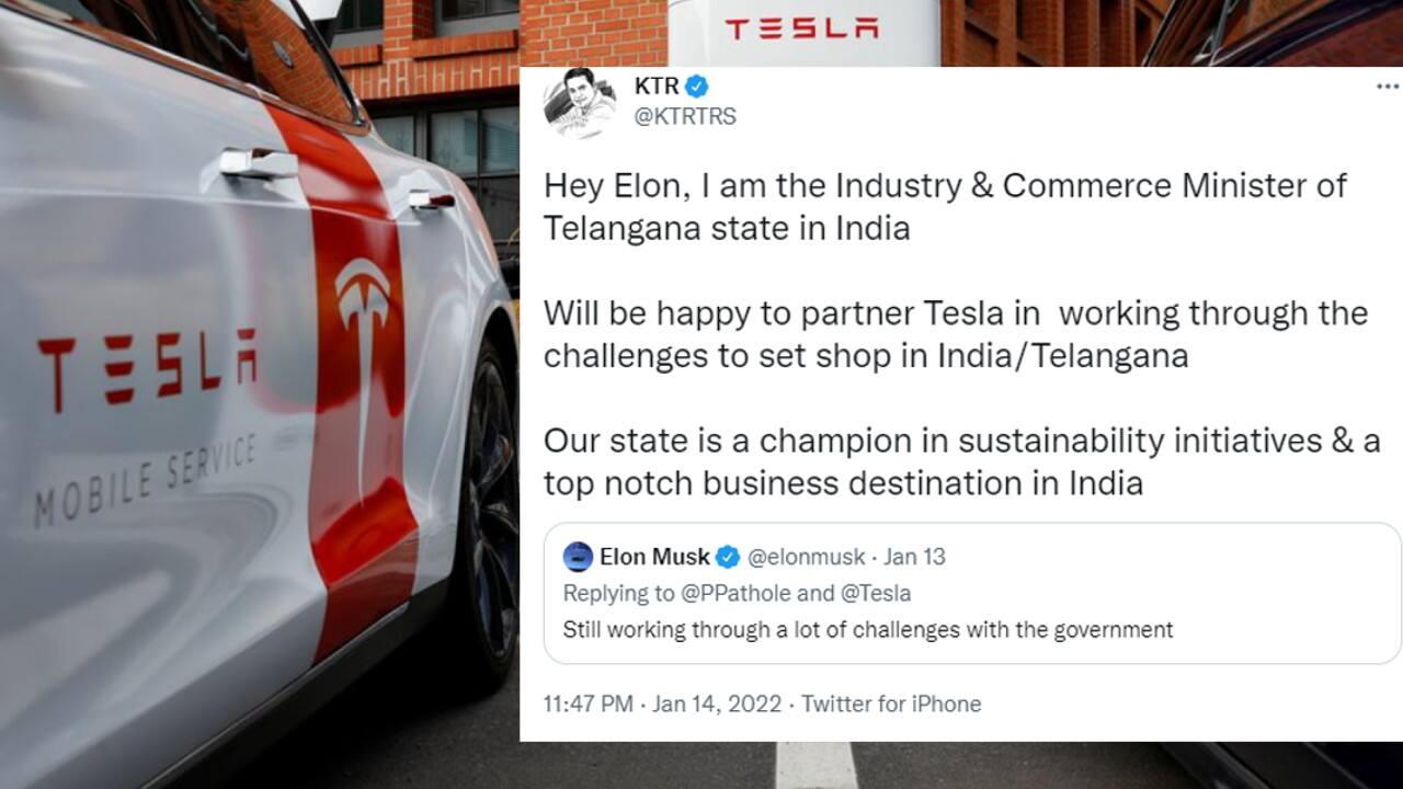 On January 15, Telangana industry and commerce minister KT Rama Rao appealed to the Tesla CEO to consider investing in Telangana, which he described as a “top notch business destination in India”. &quot;Will be happy to partner Tesla in working through the challenges to set shop in India/Telangana. Our state is a champion in sustainability initiatives (sic),&quot; Rao added.