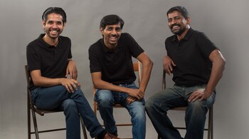 M2P Fintech founders (left to right) Madhusudanan R, Prabhu R and Muthukumar A.